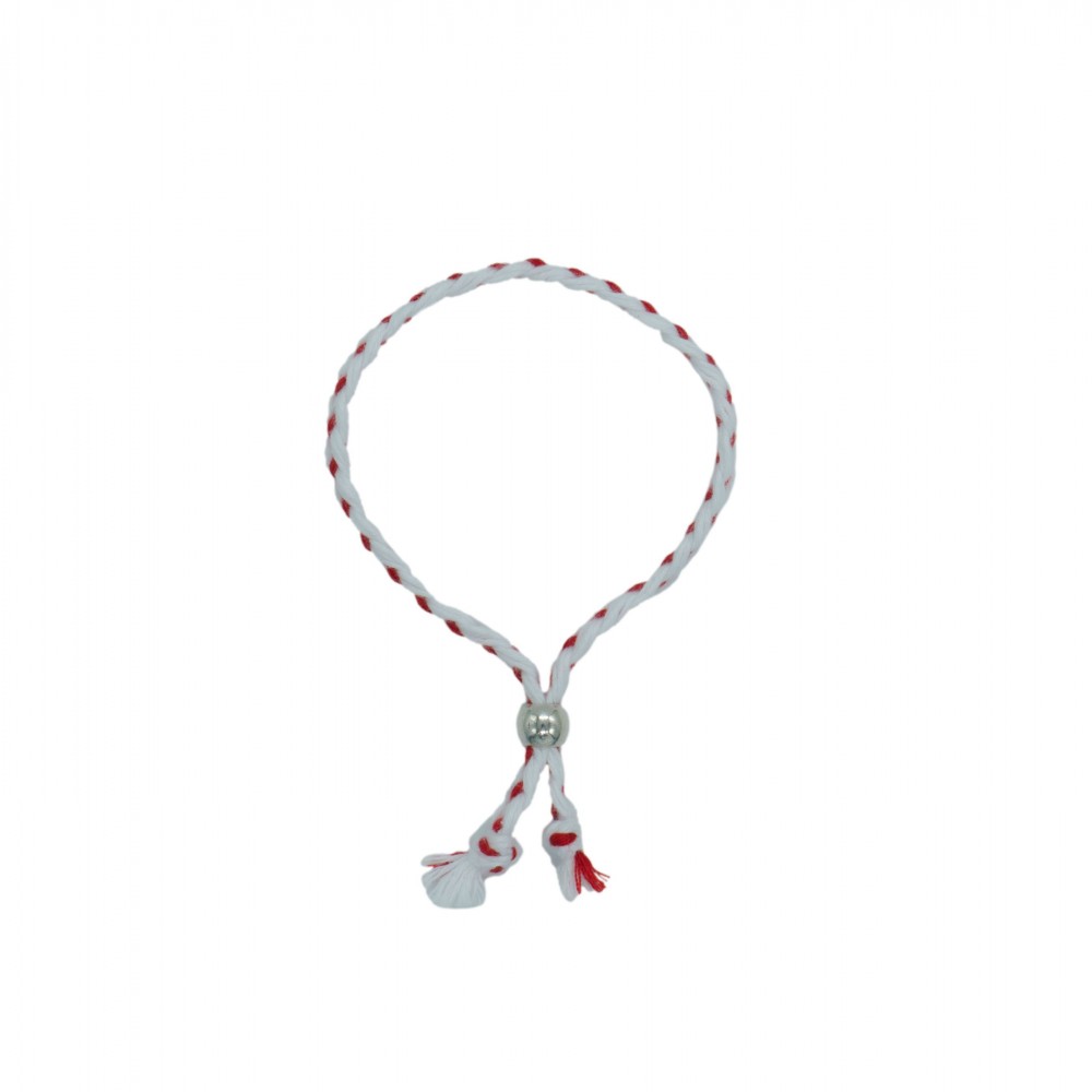 March-plain-white-red ribbon-silver bead