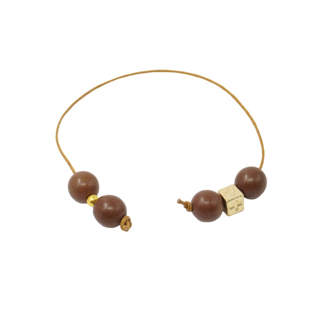 Begleri brown beads-gold cross