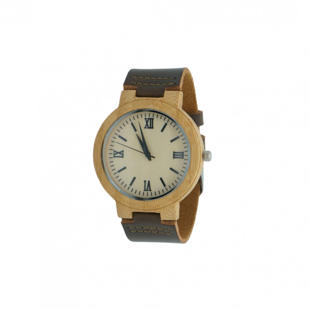 Clock - dark brown - wooden dial